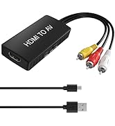 HDMI to RCA Converter, HDMI to AV Adapter for Old TV, HDMI RCA Composite Video Converter Supports...