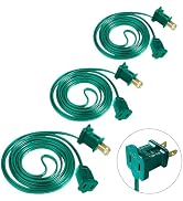 3 Pack 2 Prong Polarized Extension Cord Green Extension Cord 6 Feet with Stackable Unpolarized Pl...