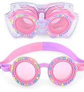 AQUAFARI Girls Swim Goggles Ages 4–12 Years | Pink Swim Goggles with Anti-Fog Clear Lens, Leak-Re...