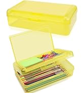 1 PCS Pencil Box,Double Layer Large Capacity Pencil Box,Hard Pencil Case with Snap-tight Lid, Pla...