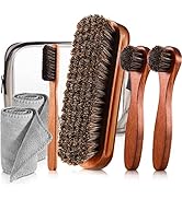7 Pcs Horsehair Shine Shoes Brush Kit Polish Dauber Applicators Cleaning Leather Shoes Boots Care...