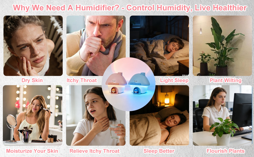 USB Rechargeable Mini Portable Air Humidifer with Night Light