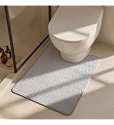 Triohero Toilet Rug, Thin Toilet Rugs U Shaped Washable Non Slip Absorbent Quick Dry Low Pile Toi...