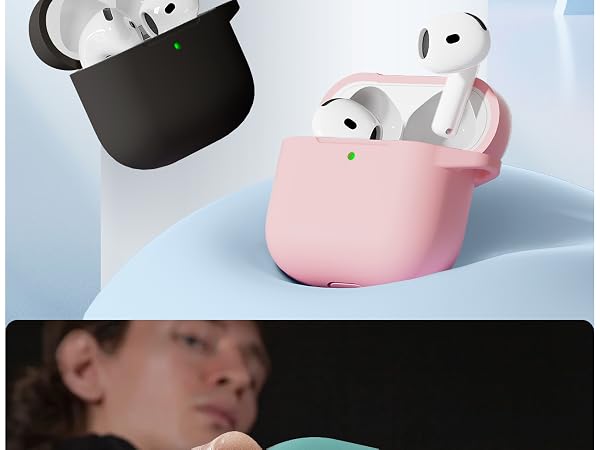 Soft Silicone Protective Case for Apple AirPods 4th Generation Case for Women Men