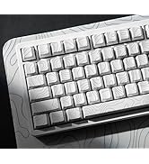 dagaladoo White Topographic keycaps pbt,Double Shot keycaps 75 Percent,Shine Through keycap Set,S...