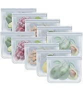 RLAVBL Quart Freezer Bags Reusable Food Storage Bags for Vegetable, Liquid, Snack, Meat, Sandwich...