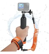 Action Camera Non-Slip Handler Floating Hand Grip Holder Mount + Steel-cored Safety Wrist Strap f...