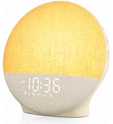 JALL Sunrise Alarm Clock White Noise Machine with Bluetooth, Beige Linen | Large-Screen Wake Up C...