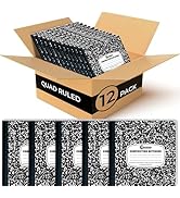 Rosmonde 12 Pack Graph Paper Composition Notebook, 200 Pages (100 Sheets), 4x4 Grid, Graph Compos...