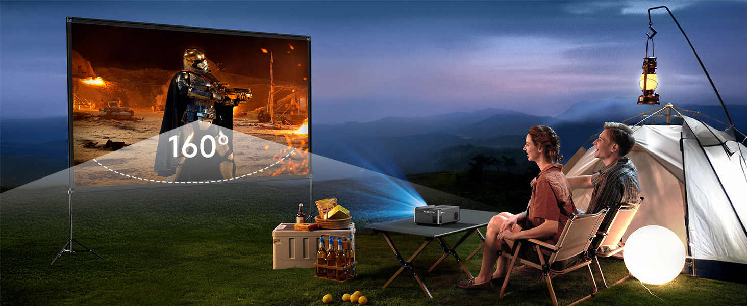 Projector Screen with Stand 120 Inch, 16:9 4K HD Portable Projector Screen Indoor Outdoor