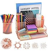 BCCICE Rose Gold Desk Organizer for Women, Office Supplies Desk Organizers and Accessories with 7...