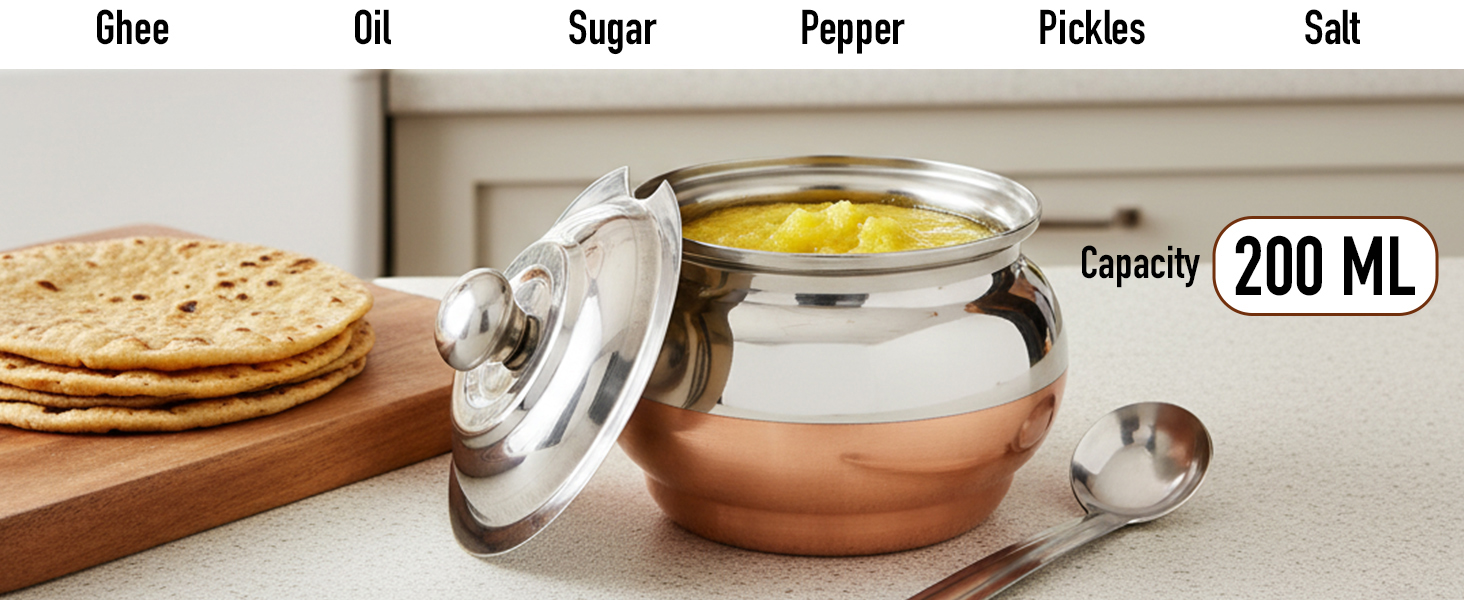 small sugar bowl with lid ghee pot stainless steel oil container indian cookware sugar dispenser
