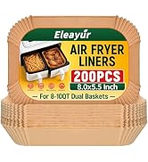 Eleayur 200Pcs Air Fryer Liners for Ninja Dual Airfryer, 8x5.5 Inch Rectangle Disposable Air Frye...