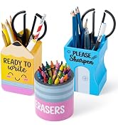 MALLMALL6 3Pcs Pencil Sharpen Eraser Shaped Pencil Holder, Back to School Wooden Caddy Case Gifts...
