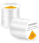 2 Rolls FIVEIZERO Elastic Bracelet String Cord – 0.4/0.5/0.6/0.7/0.8/1mm Clear Stretchy Bead Cord...