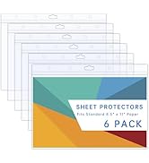 AKONEGE 6PCS Hard Sheet Protectors 8.5x11" Waterproof Resealable Zip Paper Page Protectors Clear ...