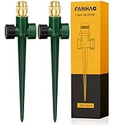 FANHAO 2 Pack Metal Lawn Sprinkler for Yard, Automatic Garden Water Sprinkler on Spike Base, Adju...