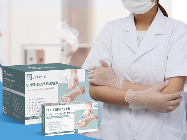 gloves disposable vinyl large medical latex free powder surgery rubber cleaning cooking Plástica