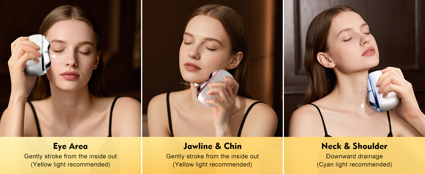 Zinc alloy head with multiple curves fits the contours of your jawline, cheekbones, and neck