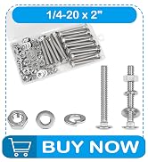 Yinpecly 18 Sets 1/4-20 x 2 Carriage Bolts Screws, 304 Stainless Steel Round Head Square Neck Car...