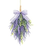 VIVIANYO HD 15.7inch Teardrop Artificial Lavender Swag with Eucalyptus Leaves Faux Floral Wreaths...