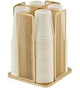 Annova Paper Cup and Lid Holder Plastic Storage Organizer, 360°Rotating Coffee Cup Dispenser with...