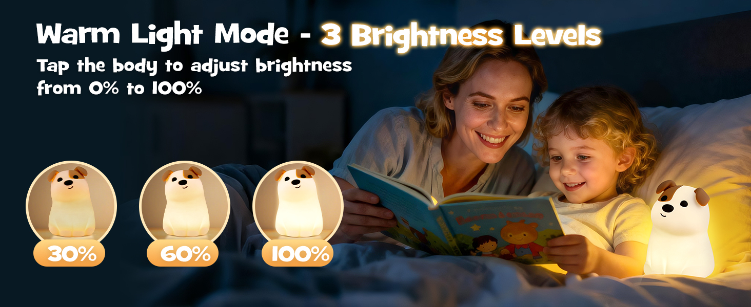 Squishy Puppy Dog Night Light with RGB Mode 3 Brightness