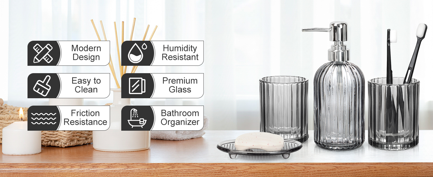 4PCS Decent Glass Bathroom Accessories Set