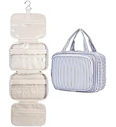 Narwey Striped Hanging Toiletry Bag for Women Travel Makeup Bag Organizer Toiletries Bag for Trav...