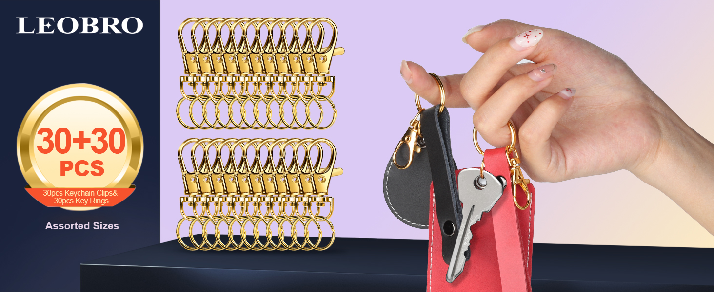 30pcs Gold Keychain Clips & 30pcs Gold Key Rings