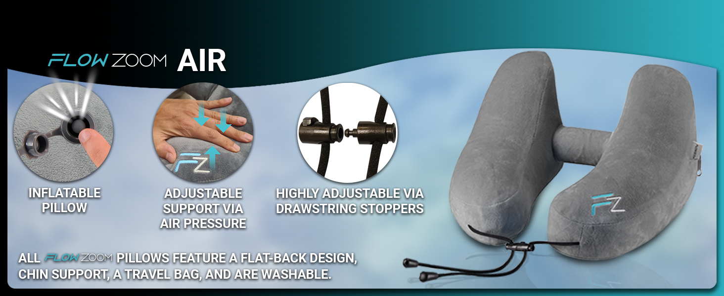 Travel pillow, neck pillow, blow up pillow, inflatable pillow, compact pillow, airplane pillow