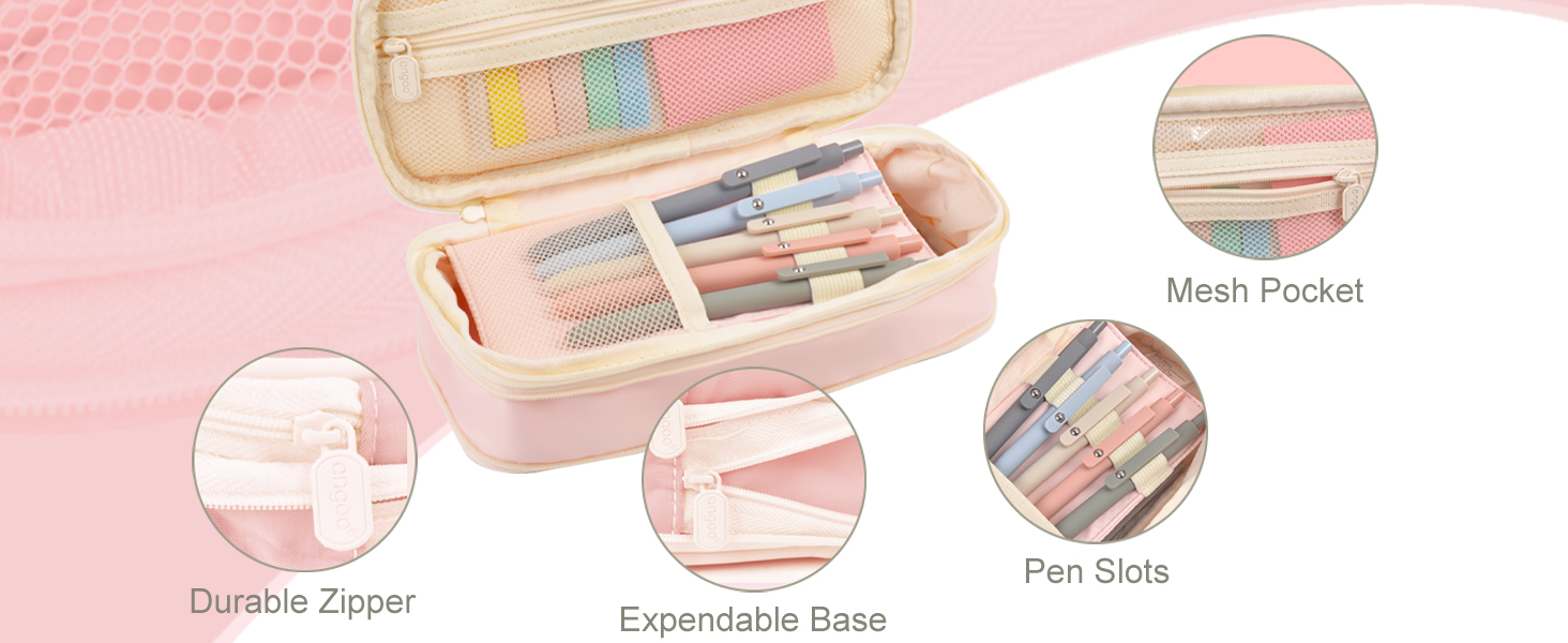 Aesthetic Preppy Best Cute Kawaii Pink Erasers Pencil Lapices Box Case Stationery Set for Kids Girls