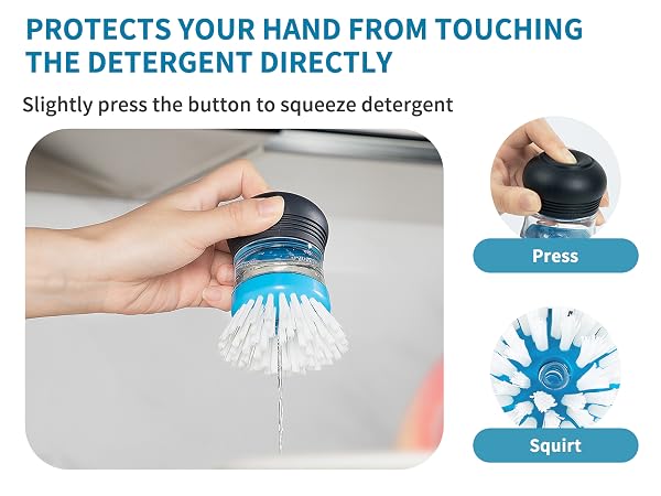 soap dispensing dish brush, dish cleaning brush