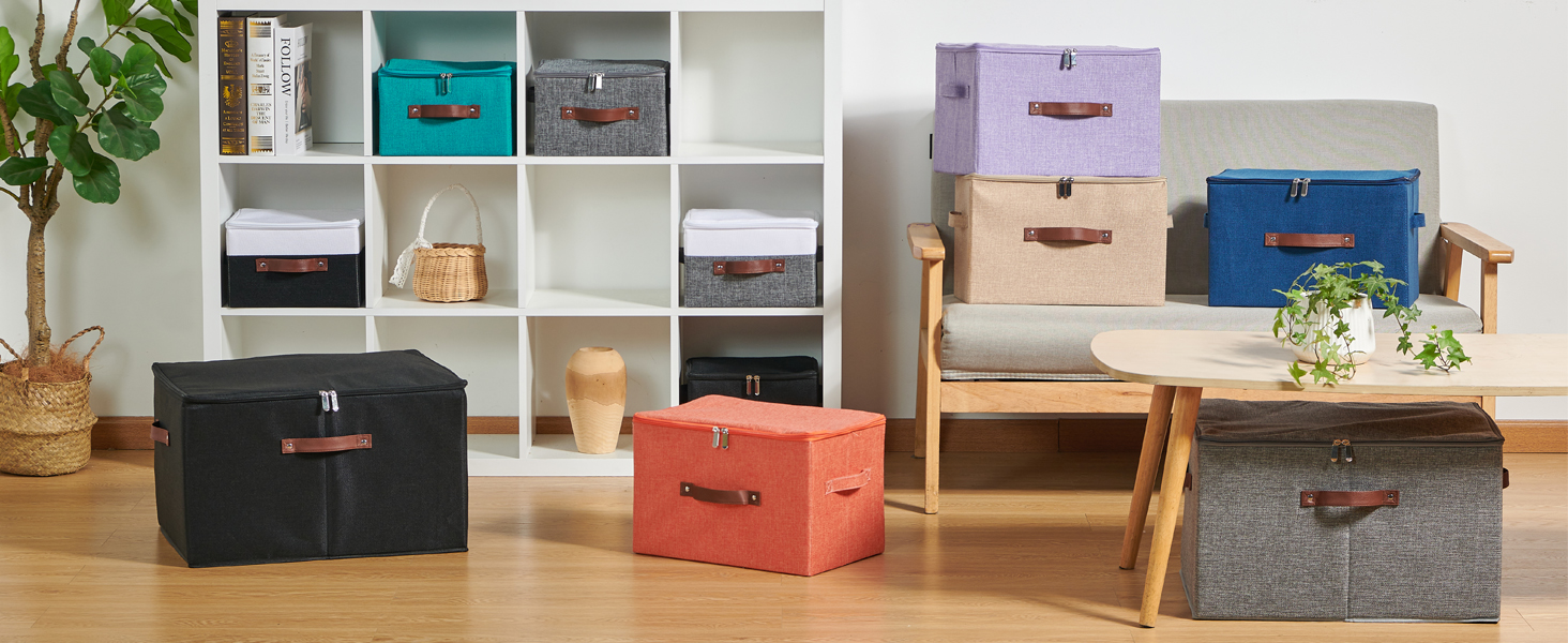 fabric storage bins with lid