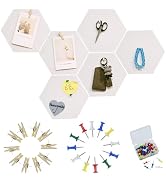 YOUDEFUL 6Pcs White Hexagon Bulletin Board Strips,White Felt Pin Board Bar Strips with 50 Pushpin...
