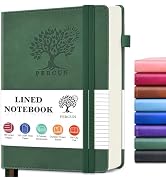 PERCUN Leather Journal for Men & Women - 160 Lined Pages, 100 GSM Paper, 5.9"x8.5" Hardcover Note...