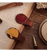 2PCS Vintage Magnetic Leather Bookmark, Leather Magnetic Bookmarks for Women, Magnetic PU Bookmar...