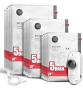 IDEATECH 15 Pack Travel Vacuum Bags with USB Pump, Space Saver Vacuum Seal Bags for Clothes, Comp...