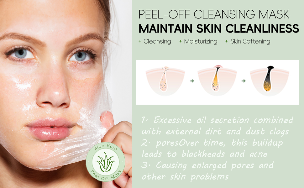 aloe vera peel off jelly face mask exfoliate hydro moisturize refresh pore cleanse oil control sooth