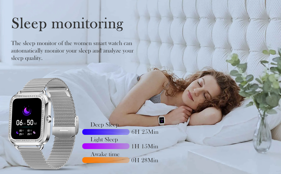 Betatree Smart Watch for women automatically monitors and analyzes sleep quality.
