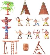 FUNSHOWCASE American Indians Figures Plastic Toys Pack of 15 Sandbox Aquarium Terrariums Miniatur...