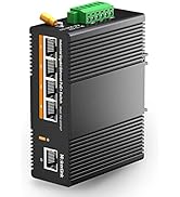 MokerLink 5 Port PoE Gigabit Industrial DIN-Rail Ethernet Switch, 60W PoE+ Power, 14Gbps Switchin...