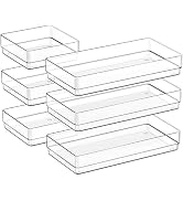 SMARTAKE 6 PCS Clear Plastic Drawer Organizers Set, Large Size Non-Slip Desk Drawer Organizer, 2-...