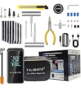 TILIBOTE Tire Repair Kit,50PCS Tire Inflator Portable Air Compressor with 24000mwh Cordless Air P...