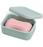 HighHerz Leak Proof Silicone Travel Soap Case with Draining Tray - Bar Soap Holder for Travel, Gy...