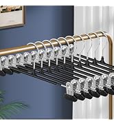 HWAJAN Clothes Pants Hangers with Wide Clips 20 Pack,Non-Slip Adjustable Skirt Hanger for Women,S...