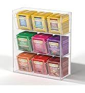 Jumyee 3-Tier Acrylic Tea Bag Organizer & Storage Box, No Assembly Required, 9 Compartment Portab...