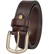 TYWestyles 1.3‘' Womens Leather Belt for Jeans Pants with Gold Buckle