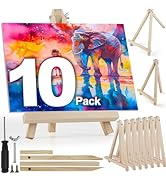 10 Pack 9 Inch Wooden Easel Stand, Portable A-Frame Tabletop Display Easel for Painting, Canvas, ...