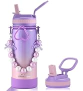 mininoo Kids Water Bottle for School - 16 oz Stainless Steel Insulated Water Bottle with Ceramic-...